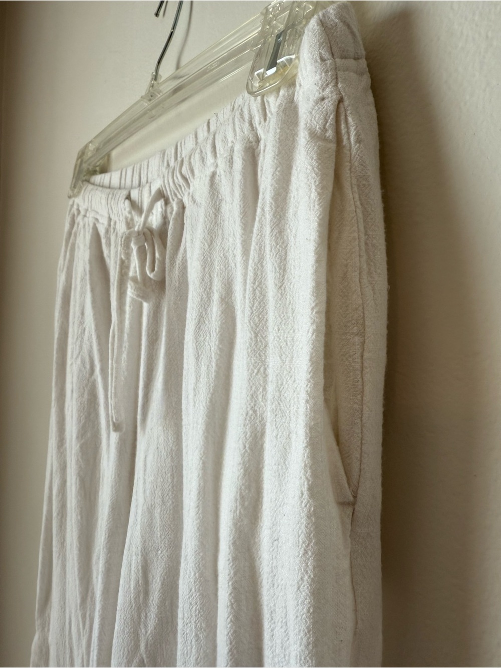 White Drawstring Wide-Leg Trousers - Picture 5 of 6